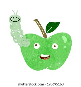 cartoon apple with bug