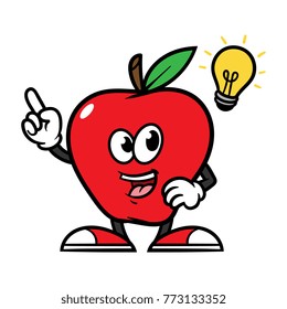 Cartoon Apple Character With Idea