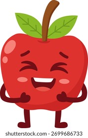 Desenho Animado Apple Character Rindo Ilustração plana