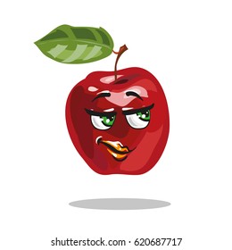 Cartoon apple character with smart look vector