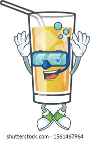 Cartoon apple cider with the character diving