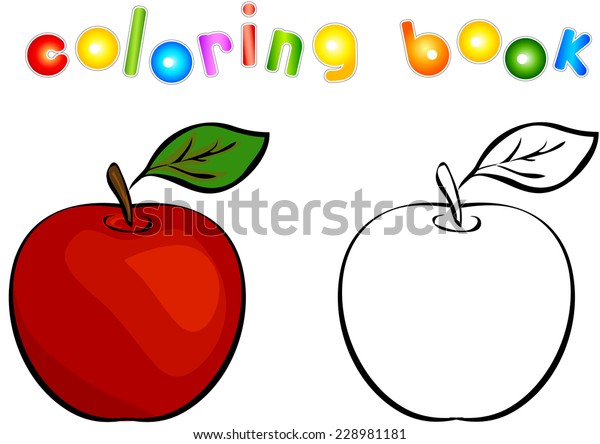 Download Cartoon Apple Coloring Book Vector Illustration Stock Vector Royalty Free 228981181