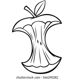 Cartoon Apple Core Illustration