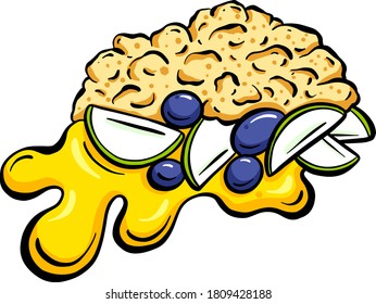 Cartoon Apple Crumble And Custard Vector Design