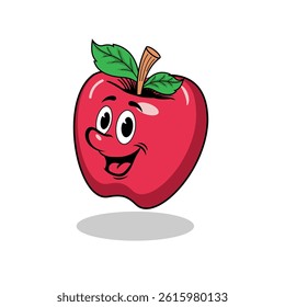 a cartoon apple with cute characters
