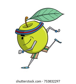 Cartoon apple exercising