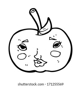 manzana de caricatura con cara