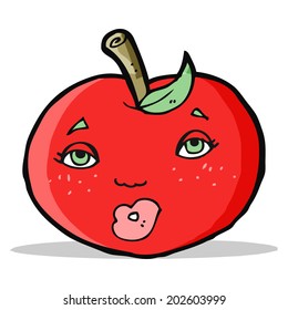manzana de caricatura con cara