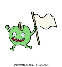 cartoon apple with flag
