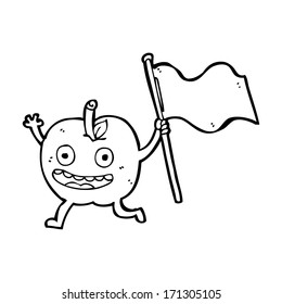 manzana de dibujos animados con bandera