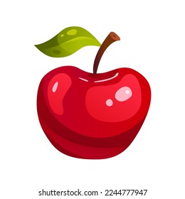Cartoon Apple. Fruit illustration for a farmer's market menu. Healthy eating design. Vector icon.
