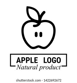 cartoon apple half vector logo outline