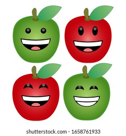 Cartoon apple happy illustration on white background