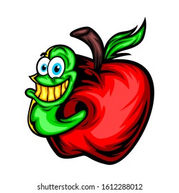Cartoon Apple Invader Vector Illustration
