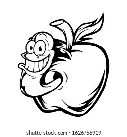 Cartoon Apple Invader Vector Illustration