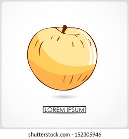 Cartoon apple isolated on white. vector