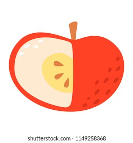 Cartoon apple on a white background. Apple Icon in Color. Vector illustration