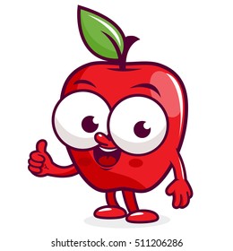 Cartoon apple on white background. Vector illustration