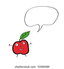Cartoon apple on a white background.