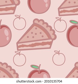 cartoon apple pie background seamless pattern