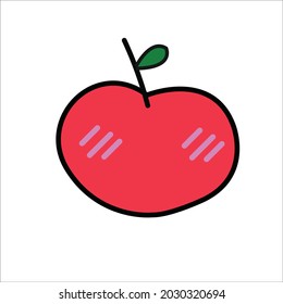 cartoon apple red white background