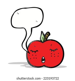 manzana de caricatura con burbuja de habla
