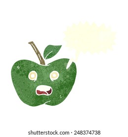maçã de desenho animado com balão