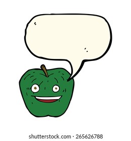 manzana de caricatura con burbuja de habla