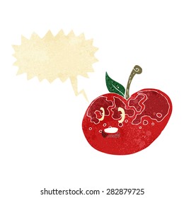 manzana de caricatura con burbuja de habla