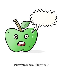 Cartoon-Apfel mit Sprachblase
