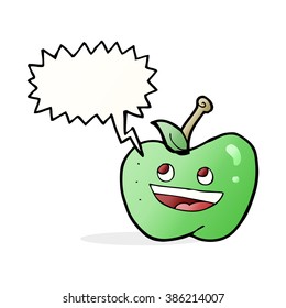 cartoon apple with speech bubble