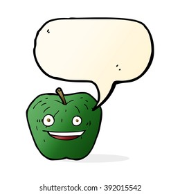 manzana de caricatura con burbuja de habla