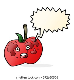 manzana de caricatura con burbuja de habla