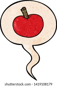 Cartoon-Apfel mit Sprachblase im Retro-Stil