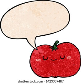 Cartoon-Apfel mit Sprachblase im Retro-Stil