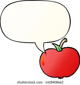 cartoon apple with speech bubble in smooth gradient style