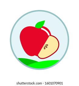 Cartoon Apple Sticker Icon Vector