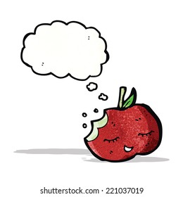 manzana de caricatura con burbuja de pensamiento