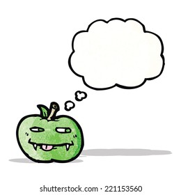 cartoon apple with thought bubble