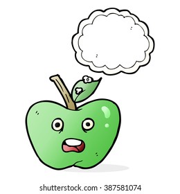 manzana de caricatura con burbuja de pensamiento