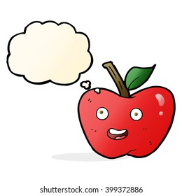 manzana de caricatura con burbuja de pensamiento