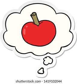 cartoon apple with thought bubble as a printed sticker
