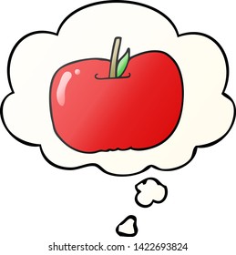 cartoon apple with thought bubble in smooth gradient style