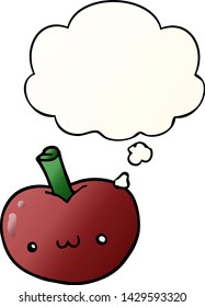 cartoon apple with thought bubble in smooth gradient style