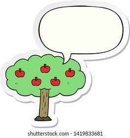 cartoon apple tree with speech bubble sticker