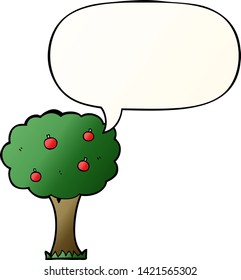 Apfelbaum mit Sprachblase im sanften Farbverlauf-Stil
