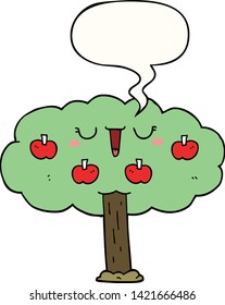 Apfelbaum mit Sprachblase