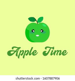 Cartoon apple vector illustration for concept design. Apple flat style. Fresh vitamin nutrition.