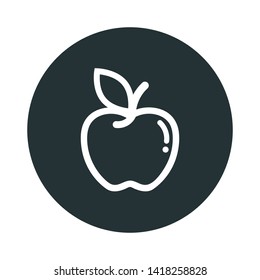 cartoon apple vector outline icon white