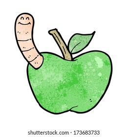 caricatura de manzana con gusano